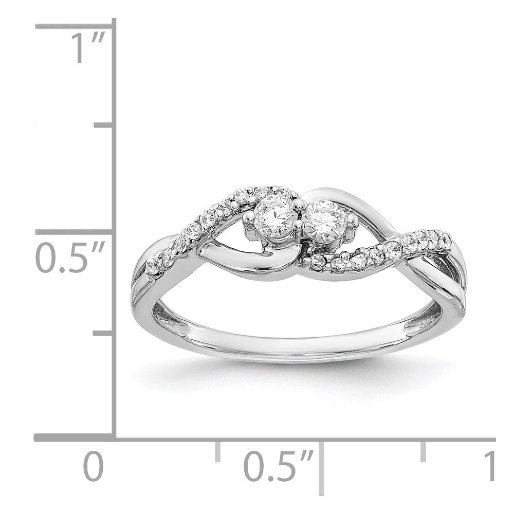 14k White Gold 2-Stone 1/4 carat Diamond Fancy Ring