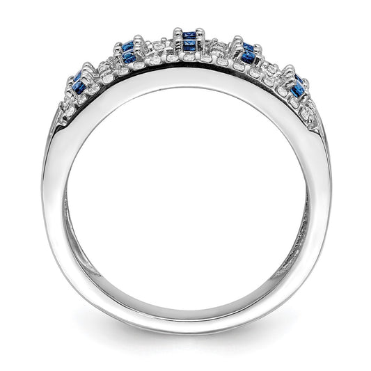 14k White Gold Diamond and Gemstone Fancy Ring