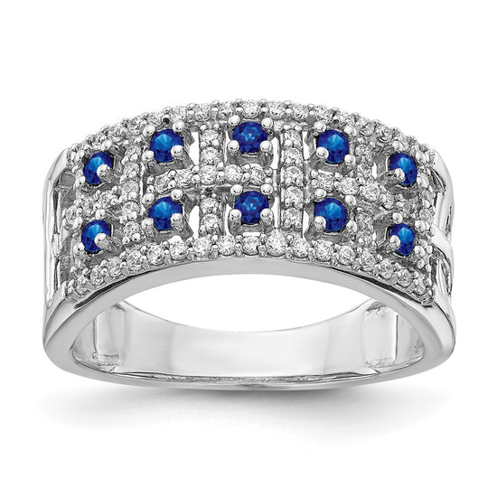 14k White Gold Diamond and Gemstone Fancy Ring