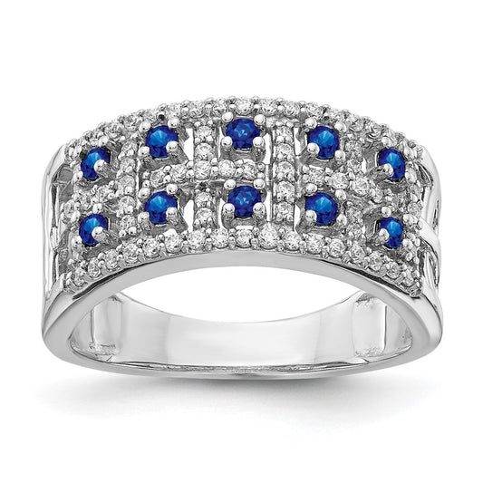 14k White Gold Diamond and Gemstone Fancy Ring