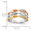 14k Tri-color 1/6 carat Diamond Fancy Triple-Strand Twist Ring