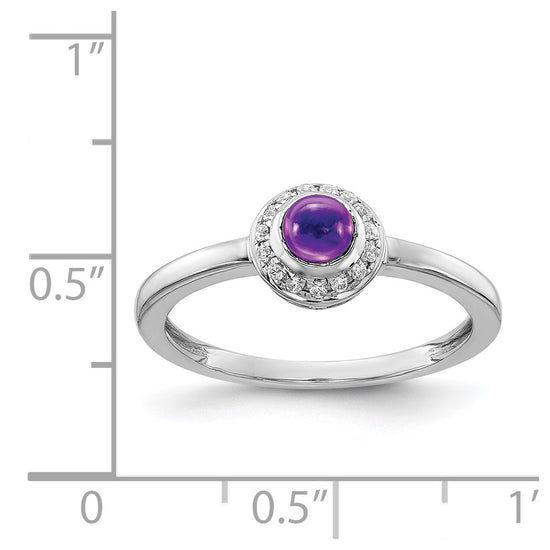 14k White Gold Diamond and Cabochon Gemstone Ring