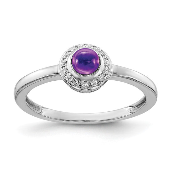 14k White Gold Diamond and Cabochon Gemstone Ring