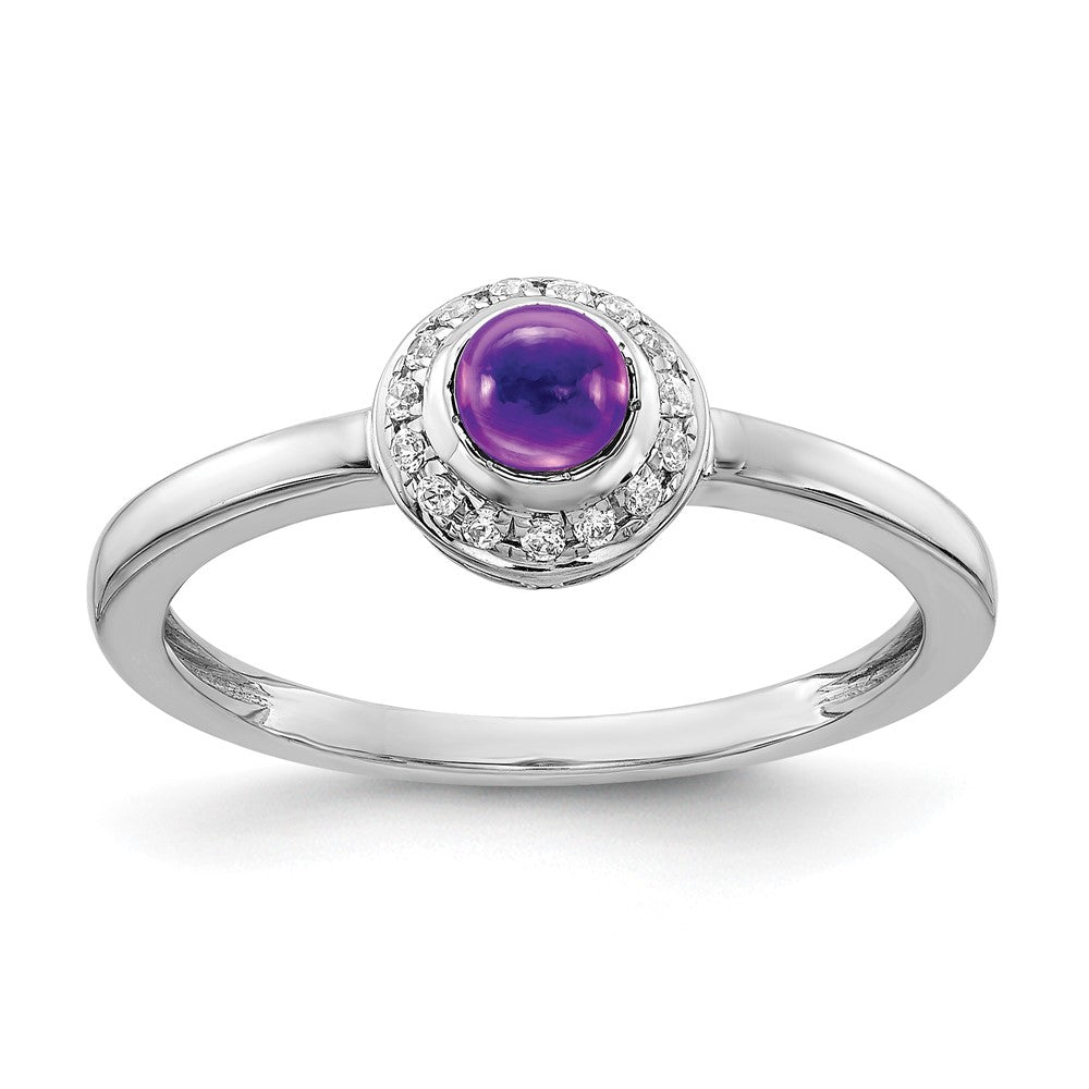 14k White Gold Diamond and Cabochon Gemstone Ring