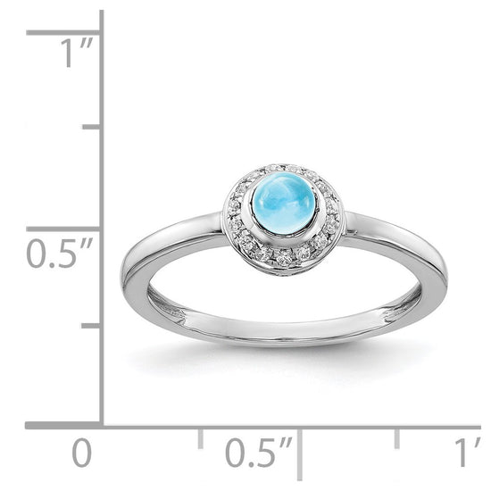 14k White Gold Diamond and Cabochon Gemstone Ring
