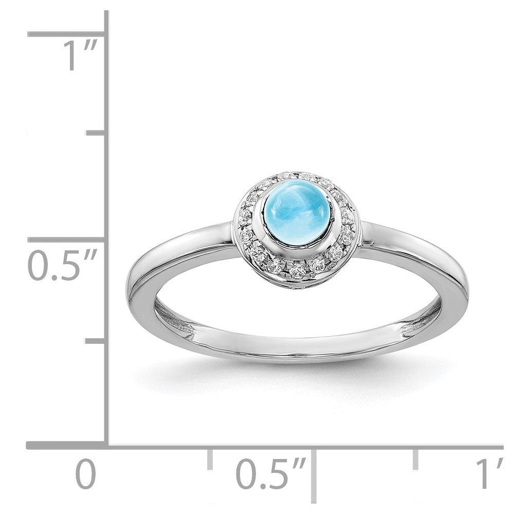 14k White Gold Diamond and Cabochon Gemstone Ring