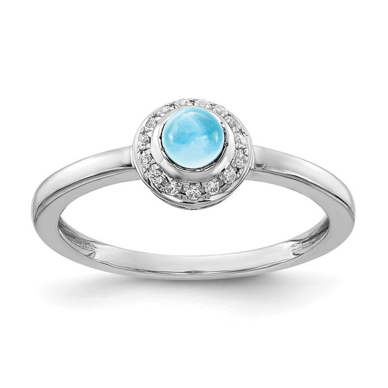 14k White Gold Diamond and Cabochon Gemstone Ring