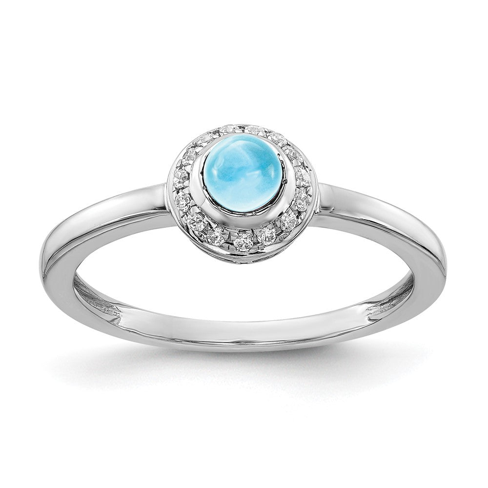 14k White Gold Diamond and Cabochon Gemstone Ring