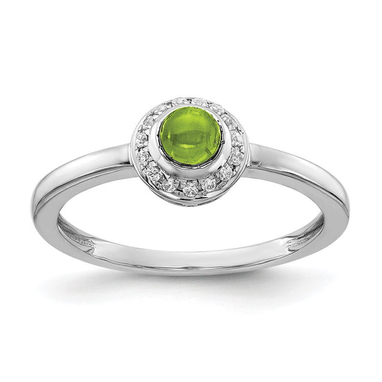 14k White Gold Diamond and Cabochon Gemstone Ring