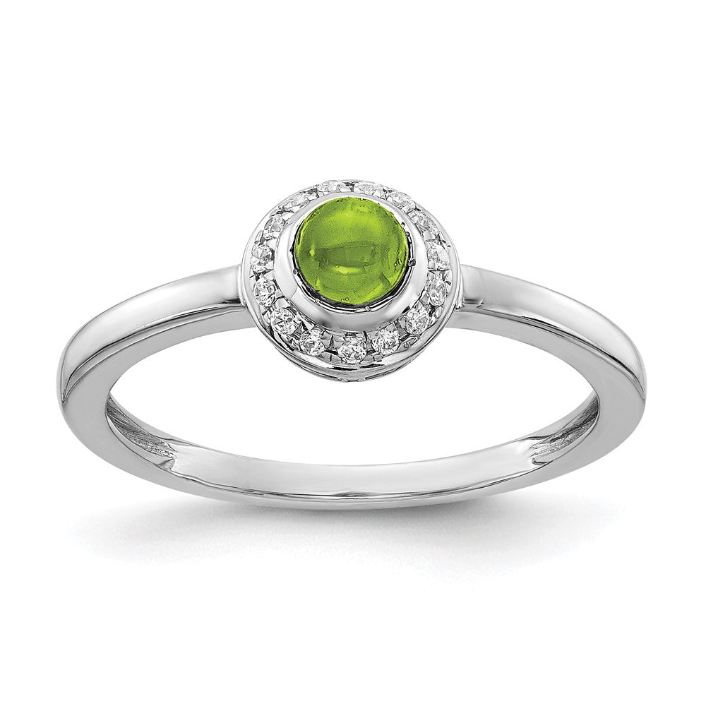 14k White Gold Diamond and Cabochon Gemstone Ring