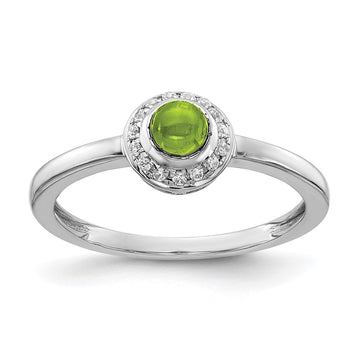 14k White Gold Diamond and Cabochon Gemstone Ring