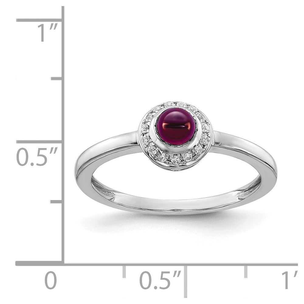 14k White Gold Diamond and Cabochon Gemstone Ring