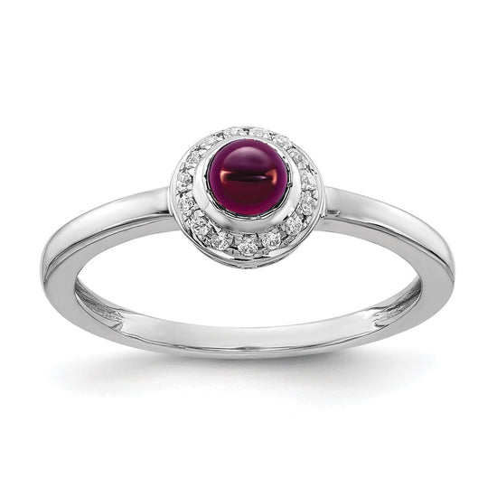 14k White Gold Diamond and Cabochon Gemstone Ring