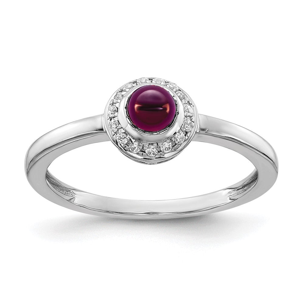 14k White Gold Diamond and Cabochon Gemstone Ring