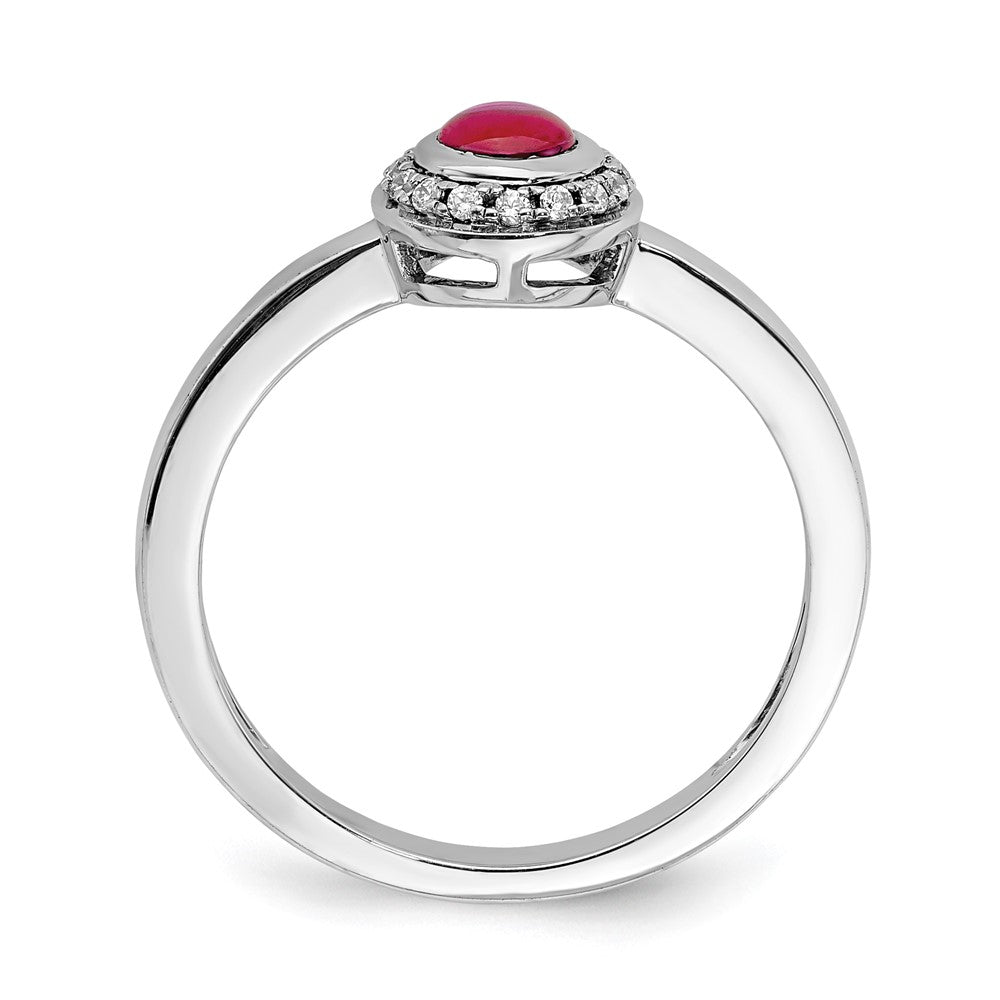 14k White Gold Diamond and Cabochon Gemstone Ring