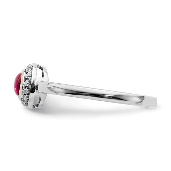 14k White Gold Diamond and Cabochon Gemstone Ring