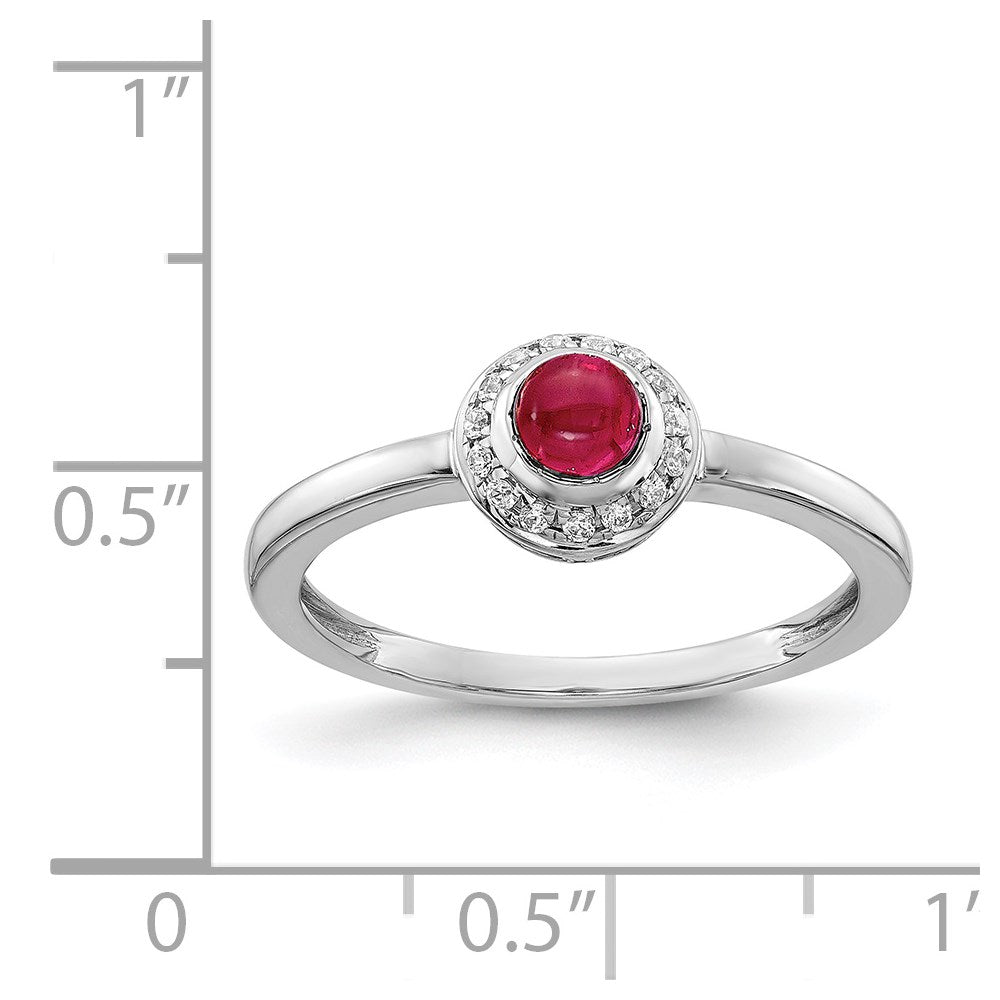 14k White Gold Diamond and Cabochon Gemstone Ring