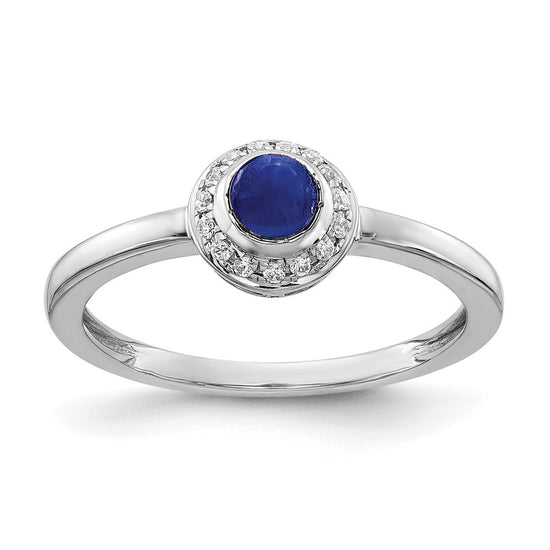 14k White Gold Diamond and Cabochon Gemstone Ring