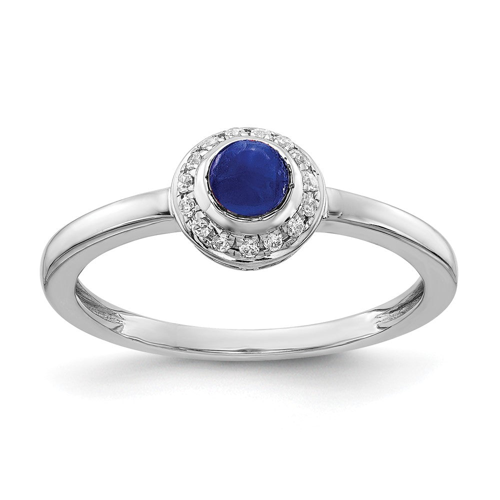 14k White Gold Diamond and Cabochon Gemstone Ring