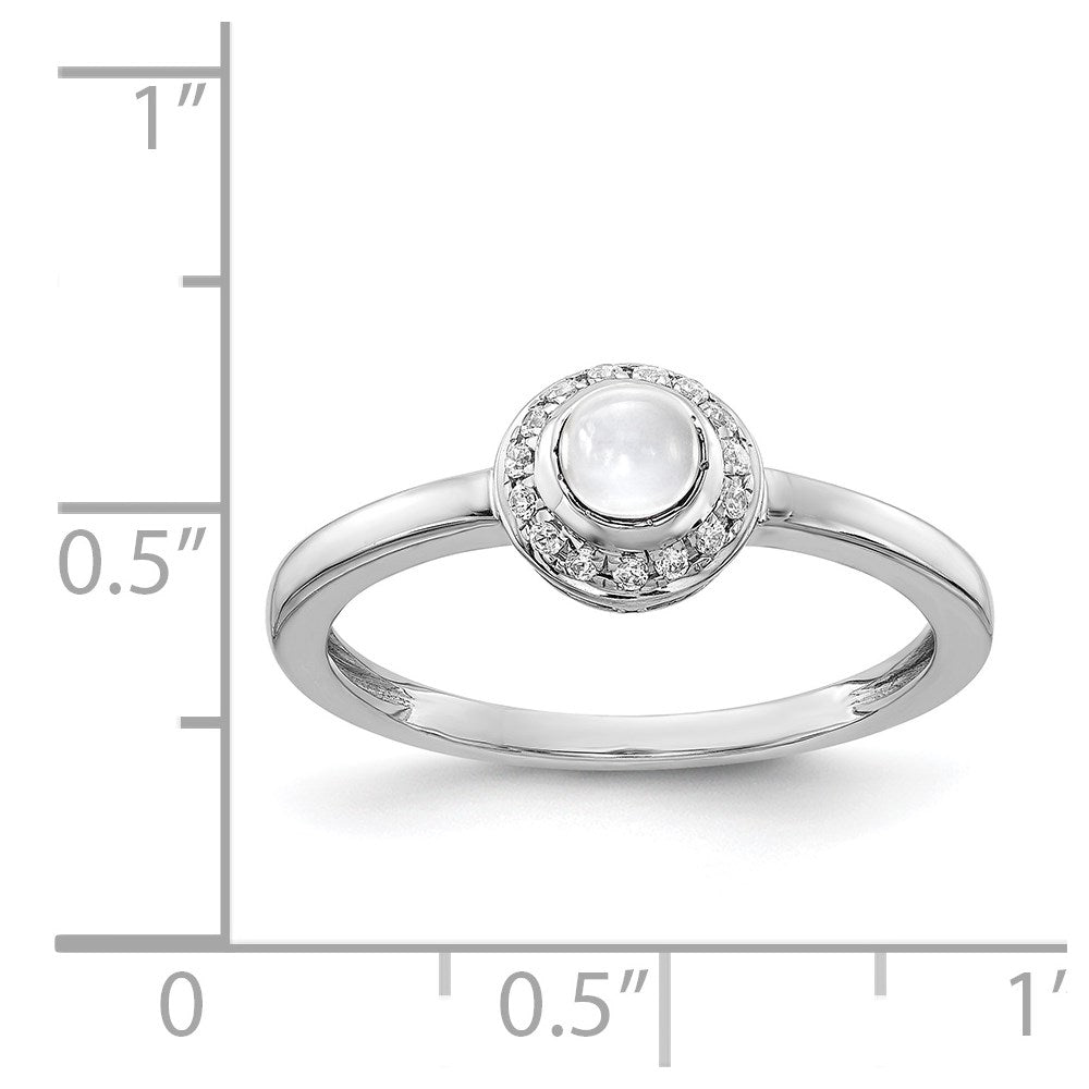 14k White Gold Diamond and Cabochon Gemstone Ring