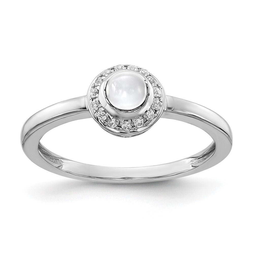 14k White Gold Diamond and Cabochon Gemstone Ring