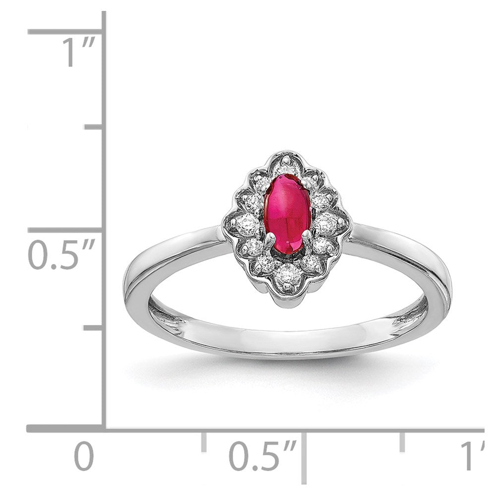 14k White Gold Diamond and Oval Cabochon Gemstone Ring
