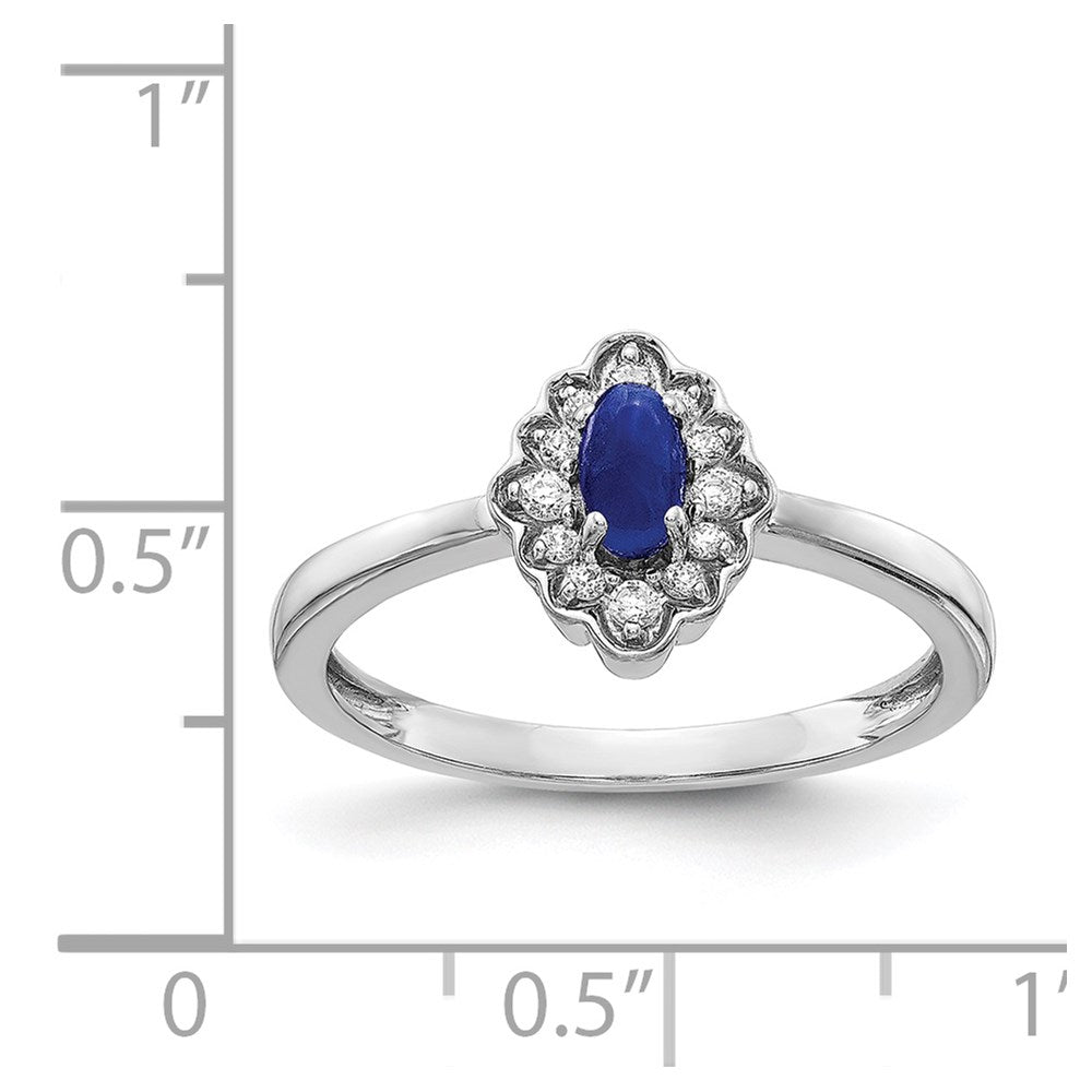 14k White Gold Diamond and Oval Cabochon Gemstone Ring