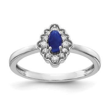 14k White Gold Diamond and Oval Cabochon Gemstone Ring