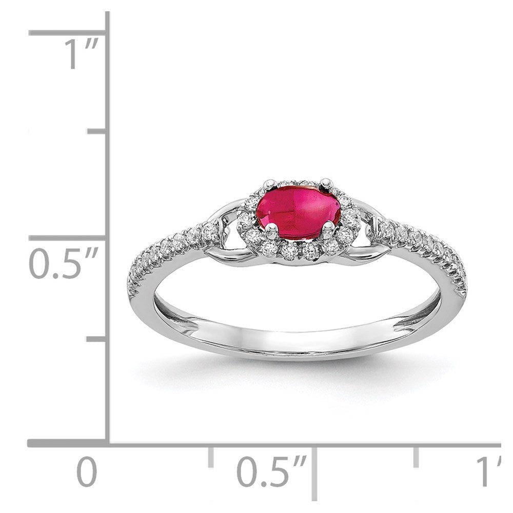 14k White Gold Diamond and Cabochon Gemstone Ring