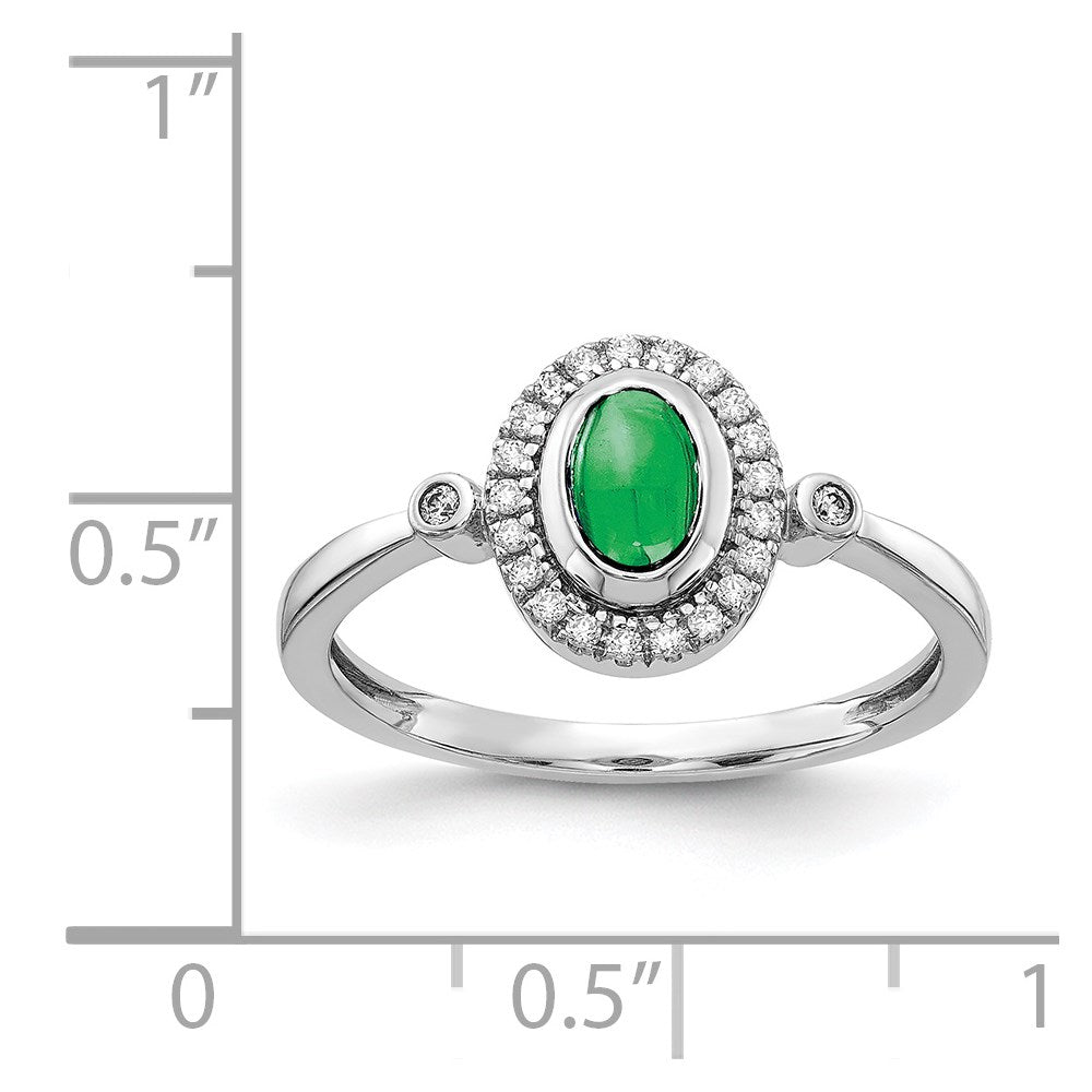 14k White Gold Diamond and Oval Cabochon Gemstone Ring
