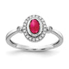 14k White Gold Diamond and Oval Cabochon Gemstone Ring