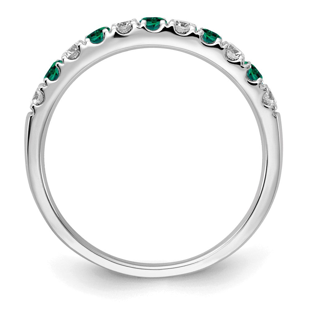 Alternating Created Gemstone/LG Diamond Wedding Bands