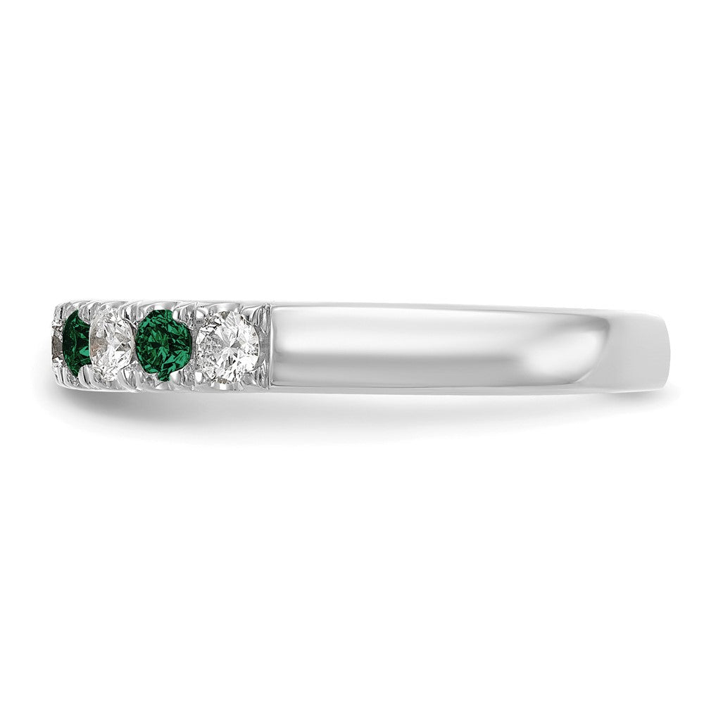Alternating Created Gemstone/LG Diamond Wedding Bands