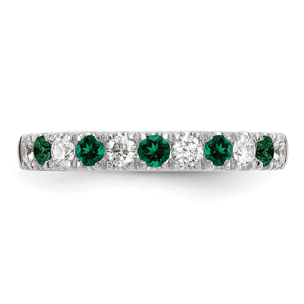 Alternating Created Gemstone/LG Diamond Wedding Bands