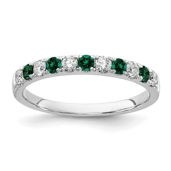 Alternating Created Gemstone/LG Diamond Wedding Bands