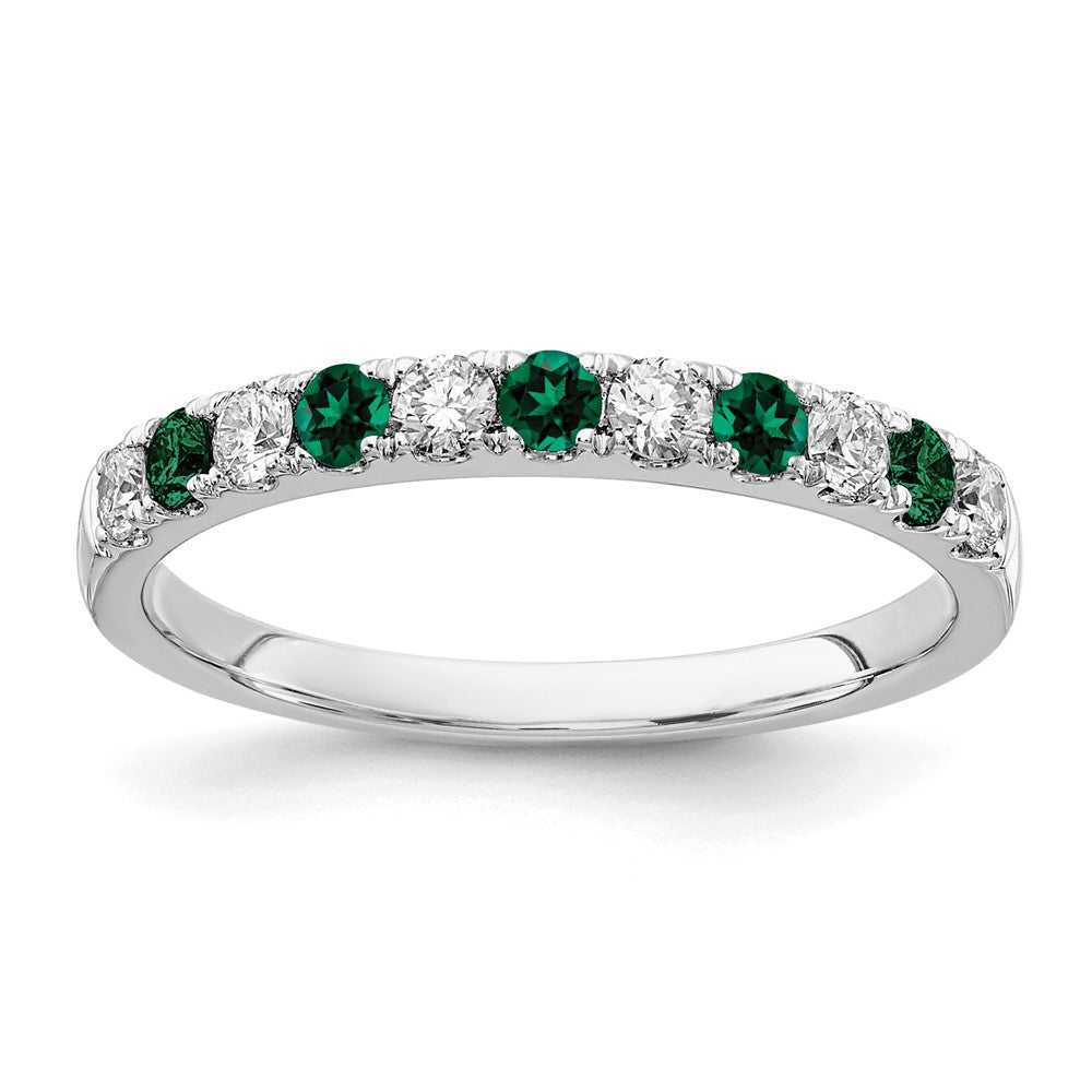 Alternating Created Gemstone/LG Diamond Wedding Bands