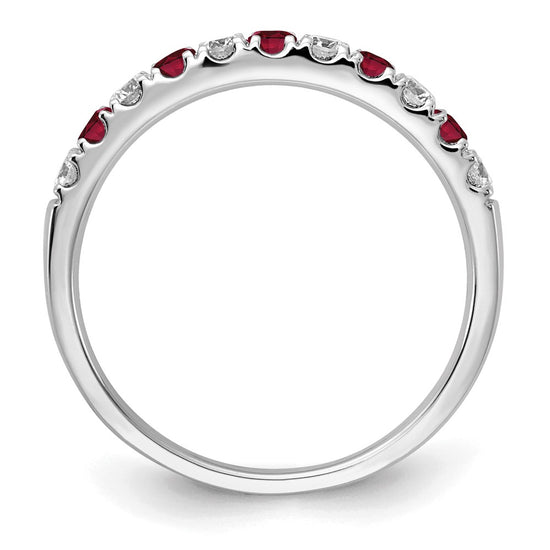 Alternating Created Gemstone/LG Diamond Wedding Bands