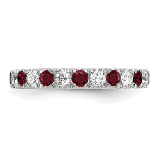 Alternating Created Gemstone/LG Diamond Wedding Bands