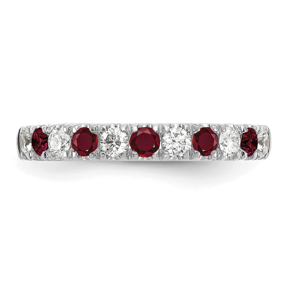 Alternating Created Gemstone/LG Diamond Wedding Bands