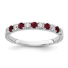 Alternating Created Gemstone/LG Diamond Wedding Bands