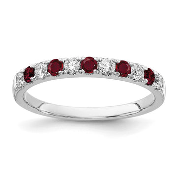 Alternating Created Gemstone/LG Diamond Wedding Bands