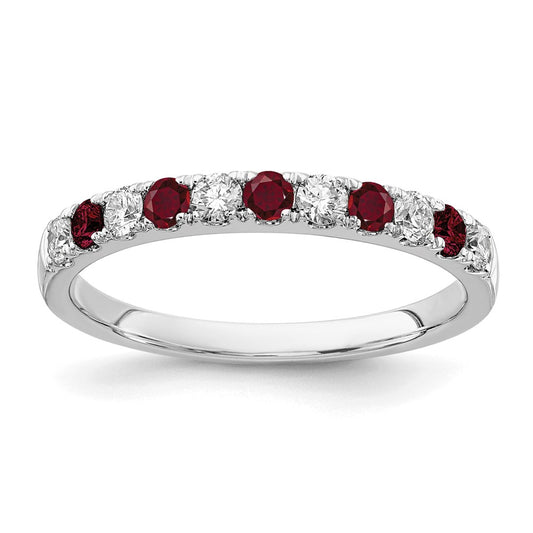 Alternating Created Gemstone/LG Diamond Wedding Bands