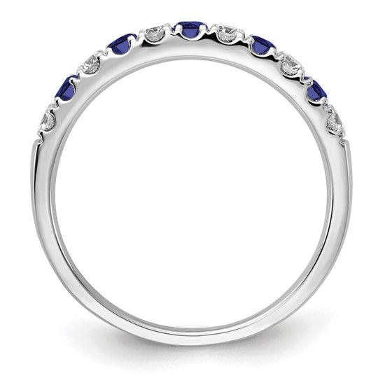 Alternating Created Gemstone/LG Diamond Wedding Bands