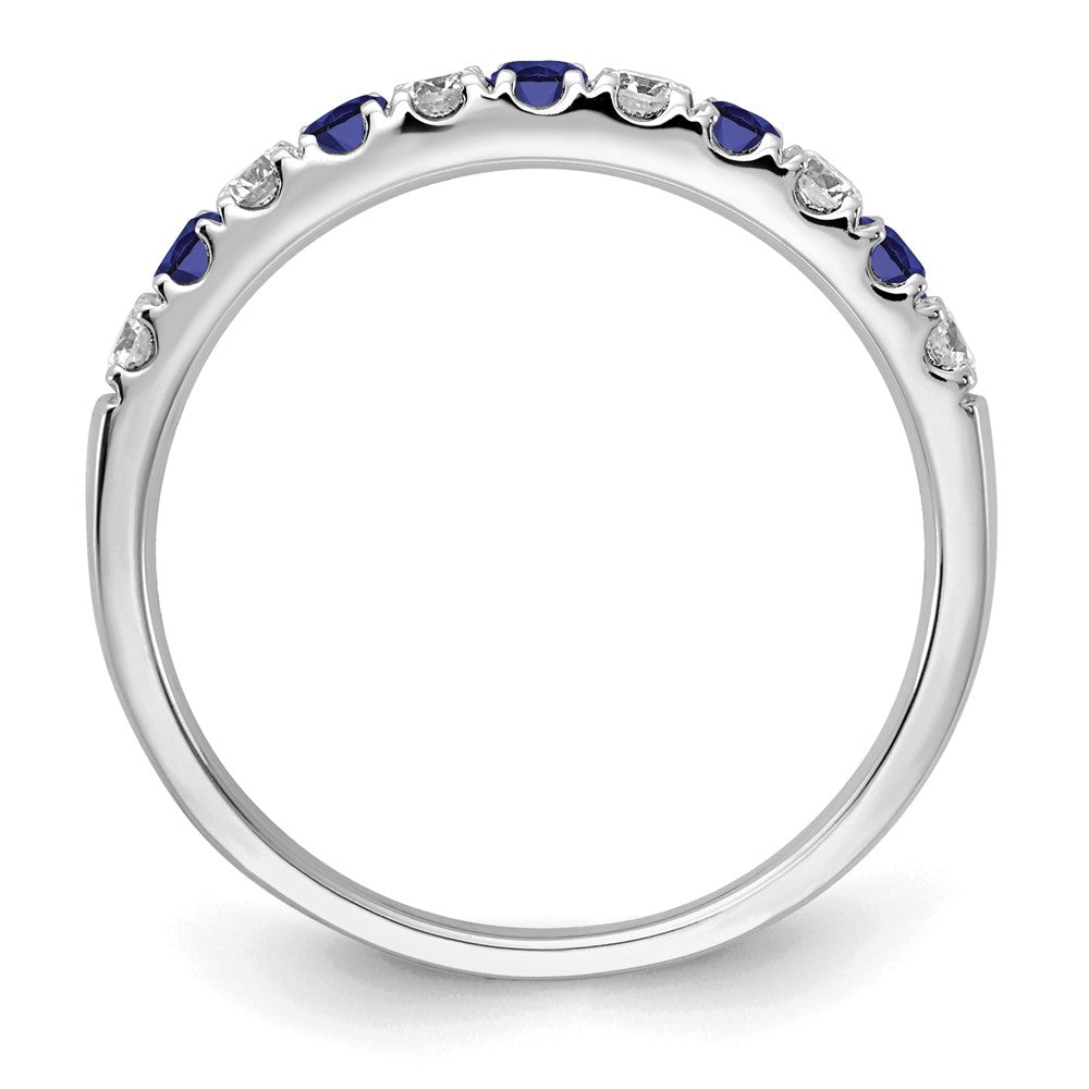 Alternating Created Gemstone/LG Diamond Wedding Bands