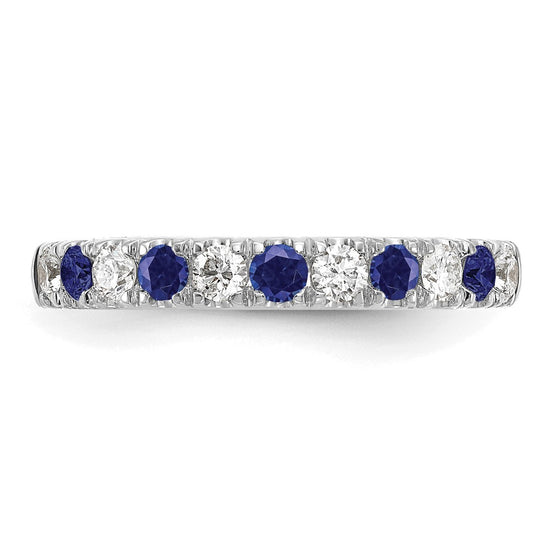 Alternating Created Gemstone/LG Diamond Wedding Bands