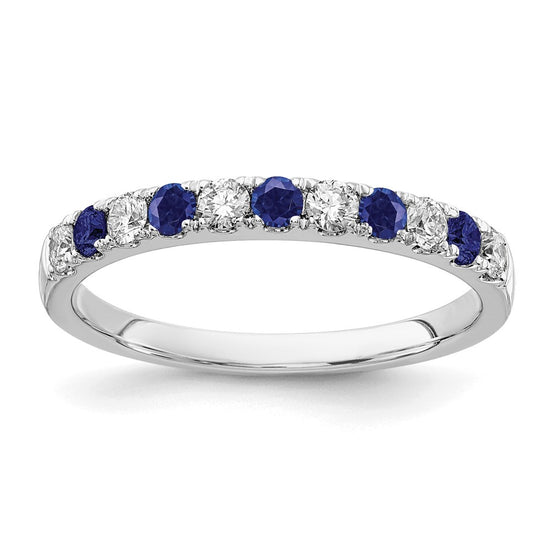 Alternating Created Gemstone/LG Diamond Wedding Bands