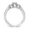14k White Gold 1 carat Lab Grown Diamond VS/SI+ G+ Round Complete Three Stone Size 6 Engagement Ring