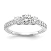 14k White Gold 1 carat Lab Grown Diamond VS/SI+ G+ Round Complete Three Stone Size 6 Engagement Ring