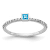 14k White Gold Diamond and Princess Gemstone Ring