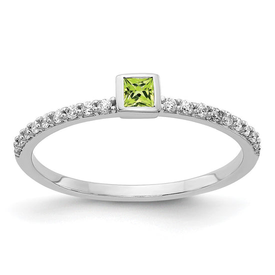 14k White Gold Diamond and Princess Gemstone Ring